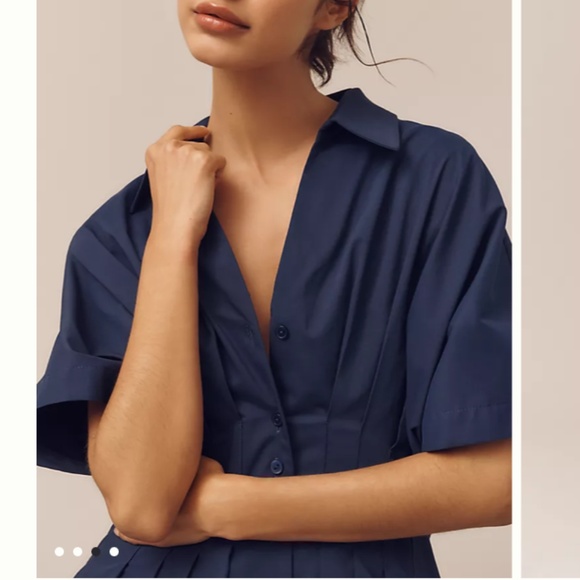 Anthropologie the tobie button-front pleated mini dress by exquise - Picture 3 of 5